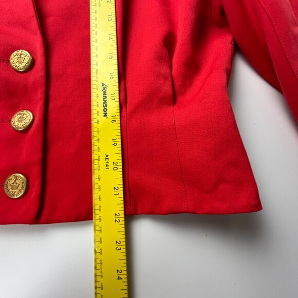 Mondi Blazer Women EU 42 US 14 Red Wool Blend Embroidered Vintage Jacket - Picture 14 of 16